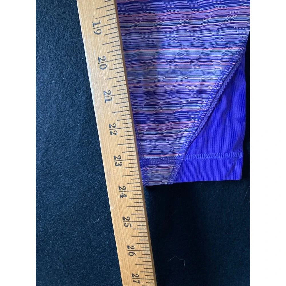 Lululemon Athletica Size 4 Purple Pink Stripe Athletic Legging Pants Zip Pockets